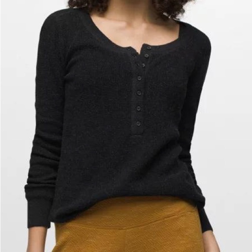 PRANA MILANI HENLEY Merino wool Top Waffle